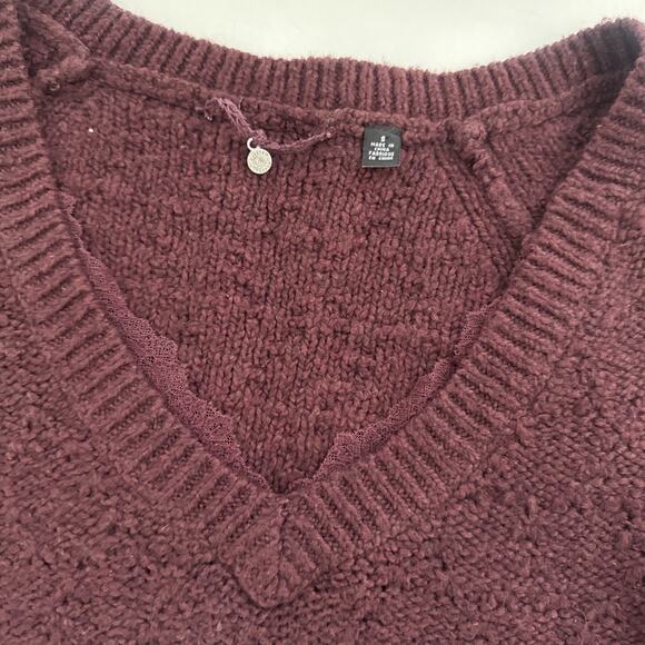 Anthropologie Knitted & Knotted Sweater Peekaboo Lace BOHO Skater Womens Small - Picture 3 of 11